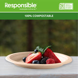 Responsible Products 100% Compostable 6 Inch Paper Plates Brown (50 Pack), Disposable Plates Heavy Duty, Paper Dinner Plates, Dessert Plates, Made