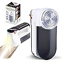 True & Tidy XL Fabric Shaver & Lint Remover Rechargeable Electric Sweater Defuzzer w/ 6-Blade Stainless Steel, 3 Speeds, LED Display, 2 Extra Blades