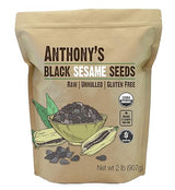 Anthony's Organic Black Sesame Seeds, 2 lb, Raw, Unhulled, Batch Tested & Verified Gluten Free, Keto Friendly