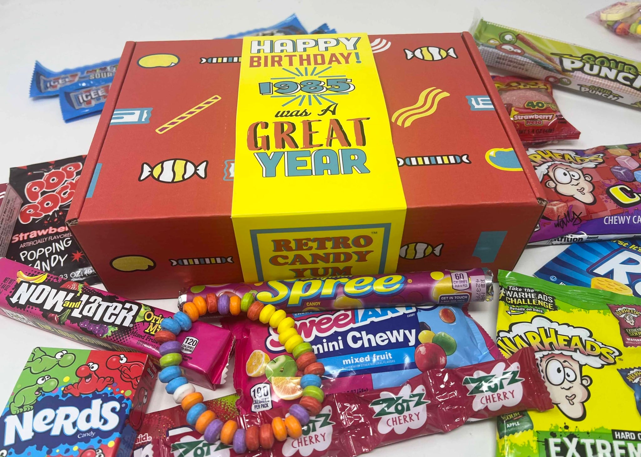 RETRO CANDY YUM ~ 1985 41st Birthday Nostalgic Candy Gift Basket Box Assortment from Childhood Memories for 41 Year Old Woman or Man Born 1985 jr