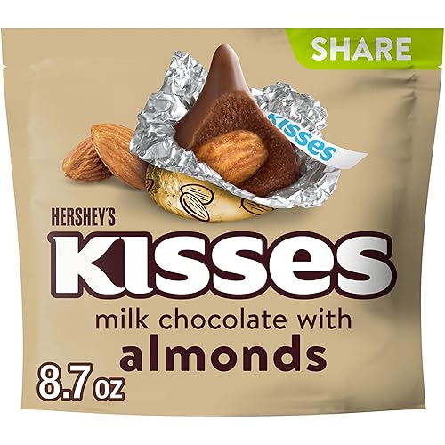 HERSHEY'S KISSES Milk Chocolate with Almonds Candy Share Pack, 8.7 oz