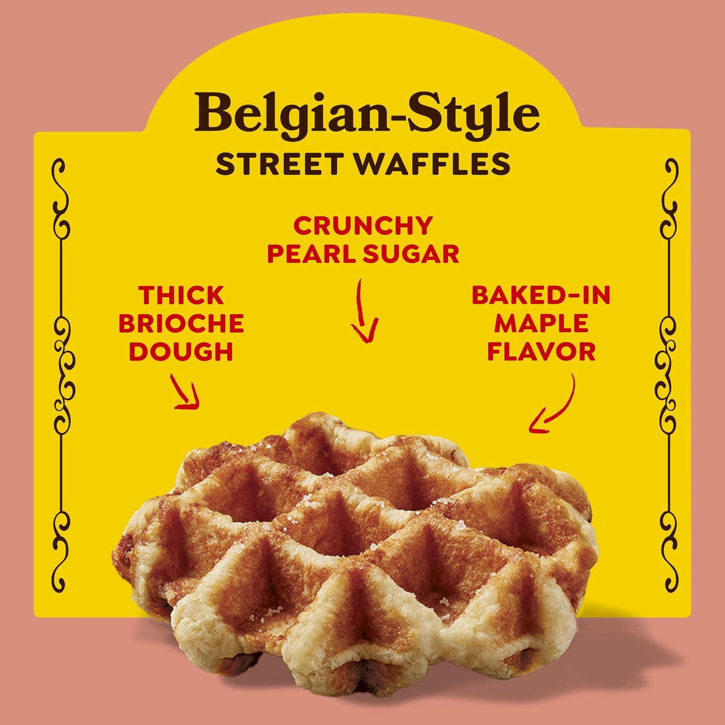 Eggo Frozen Belgian-Style Street Waffles, Frozen Breakfast, Breakfast Food, Buttery Maple Flavor, 7.76oz Box (4 Waffles)