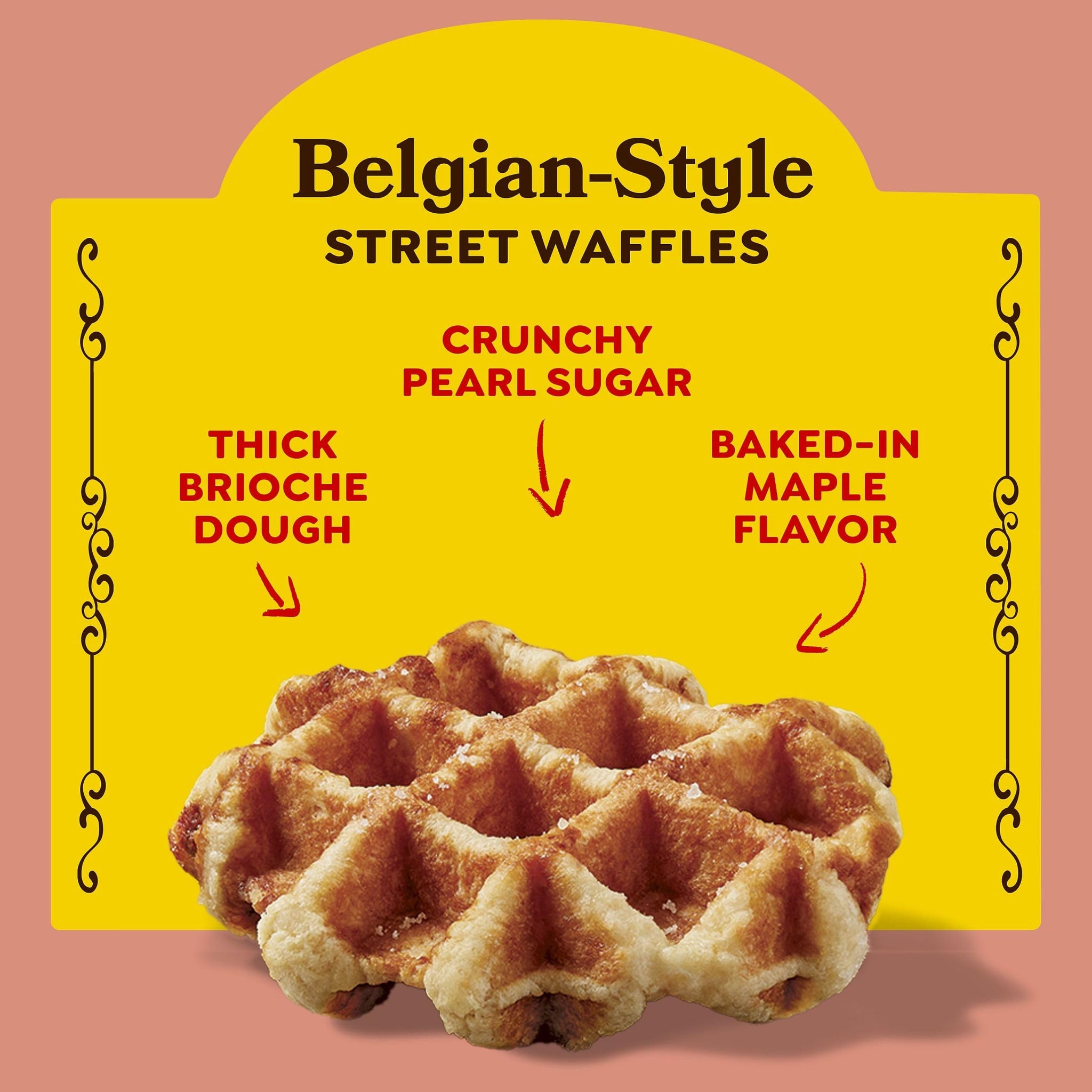 Eggo Frozen Belgian-Style Street Waffles, Frozen Breakfast, Breakfast Food, Buttery Maple Flavor, 7.76oz Box (4 Waffles)
