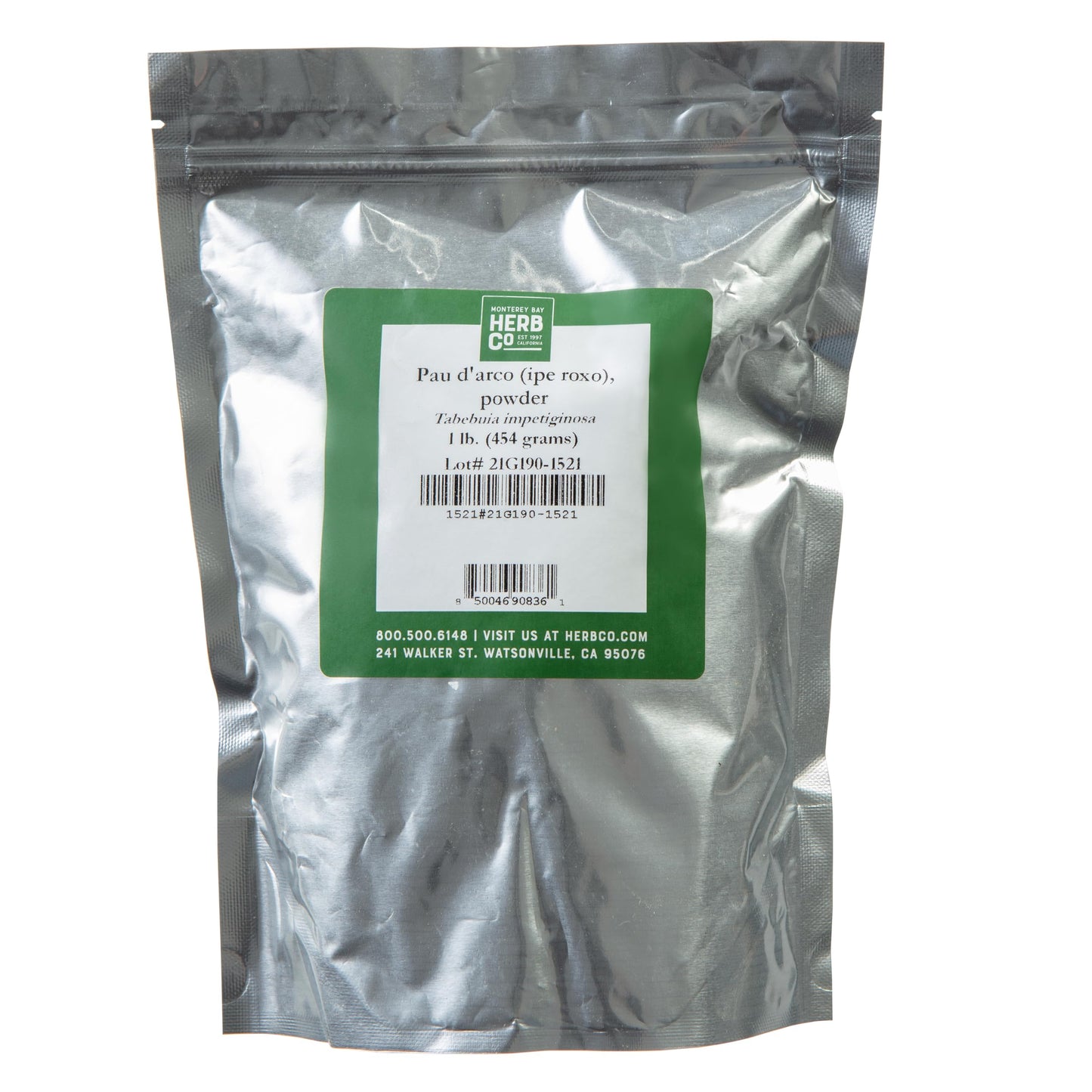 Pau D'Arco Powder - Inner Bark, by Herb Co, Tabebuia Impetiginosa, from Brazil, Kosher, for Encapsulation, Tea Blends, Soaps, Lotions, Body Washes