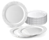 " OCCASIONS " 40 Plates Pack, Vintage Party Disposable Wedding Party Plastic Plates (7.5'' Appetizer/Dessert Plate, Portofino in White)