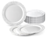 " OCCASIONS " 40 Plates Pack, Vintage Party Disposable Wedding Party Plastic Plates (7.5'' Appetizer/Dessert Plate, Portofino in White)