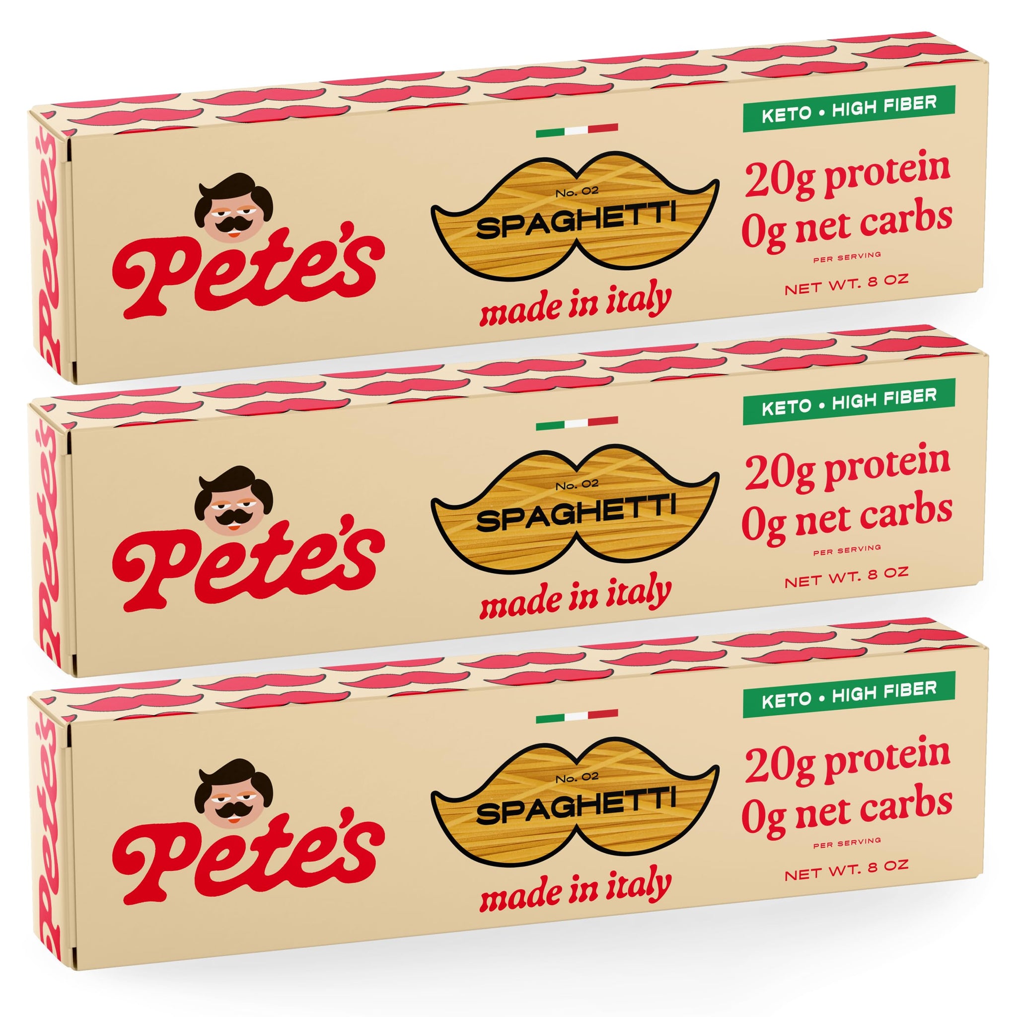 Pete's Pasta Spaghetti Noodles | 20g Protein Pasta, No Carb | Keto, Carb Free Pasta | Healthy, Zero Carb Italian Pasta From Italy | 3-Pack, 8oz