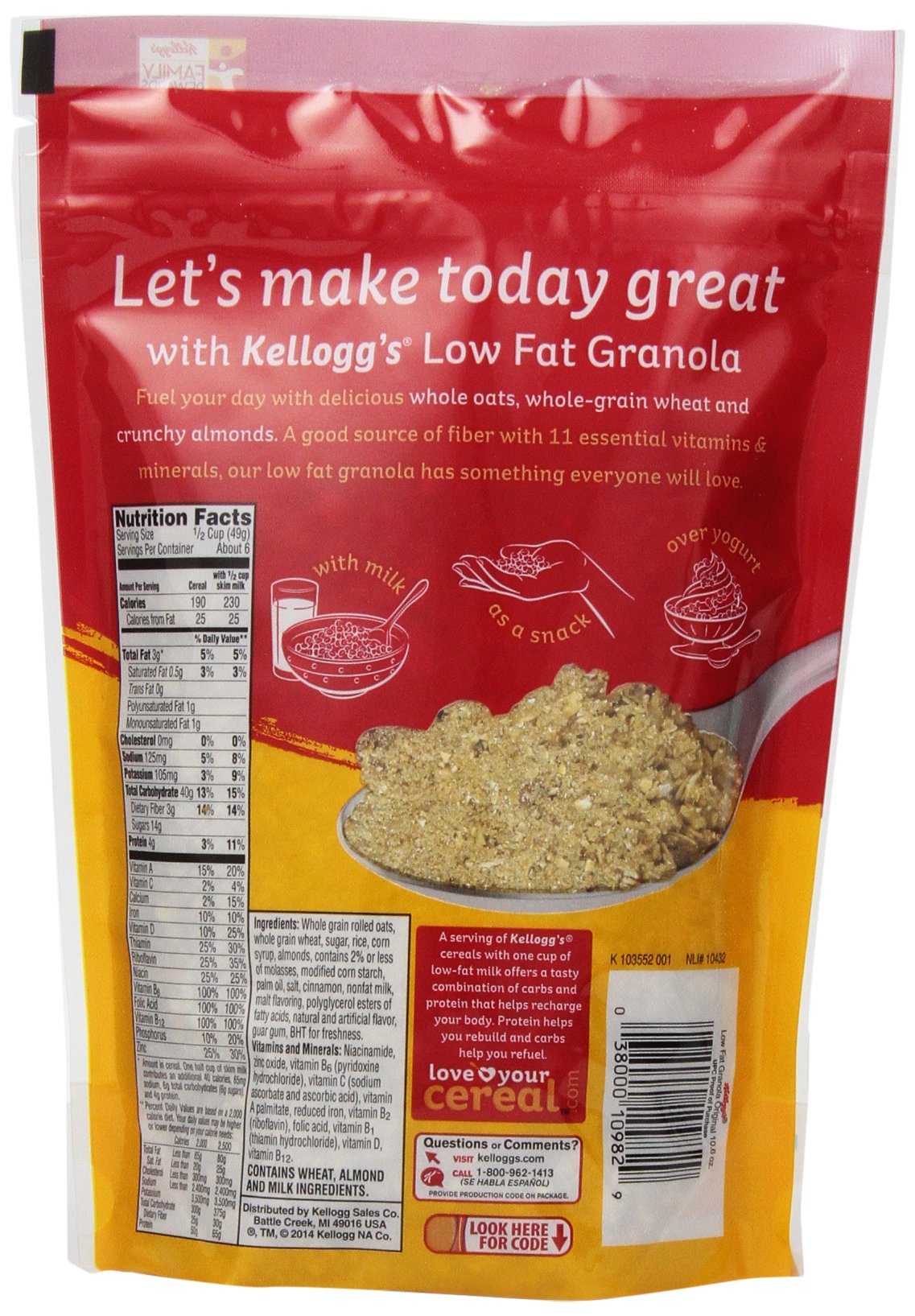 Kellogg's Low Fat Granola without Raisins, 10.6 Ounce (Pack of 6)