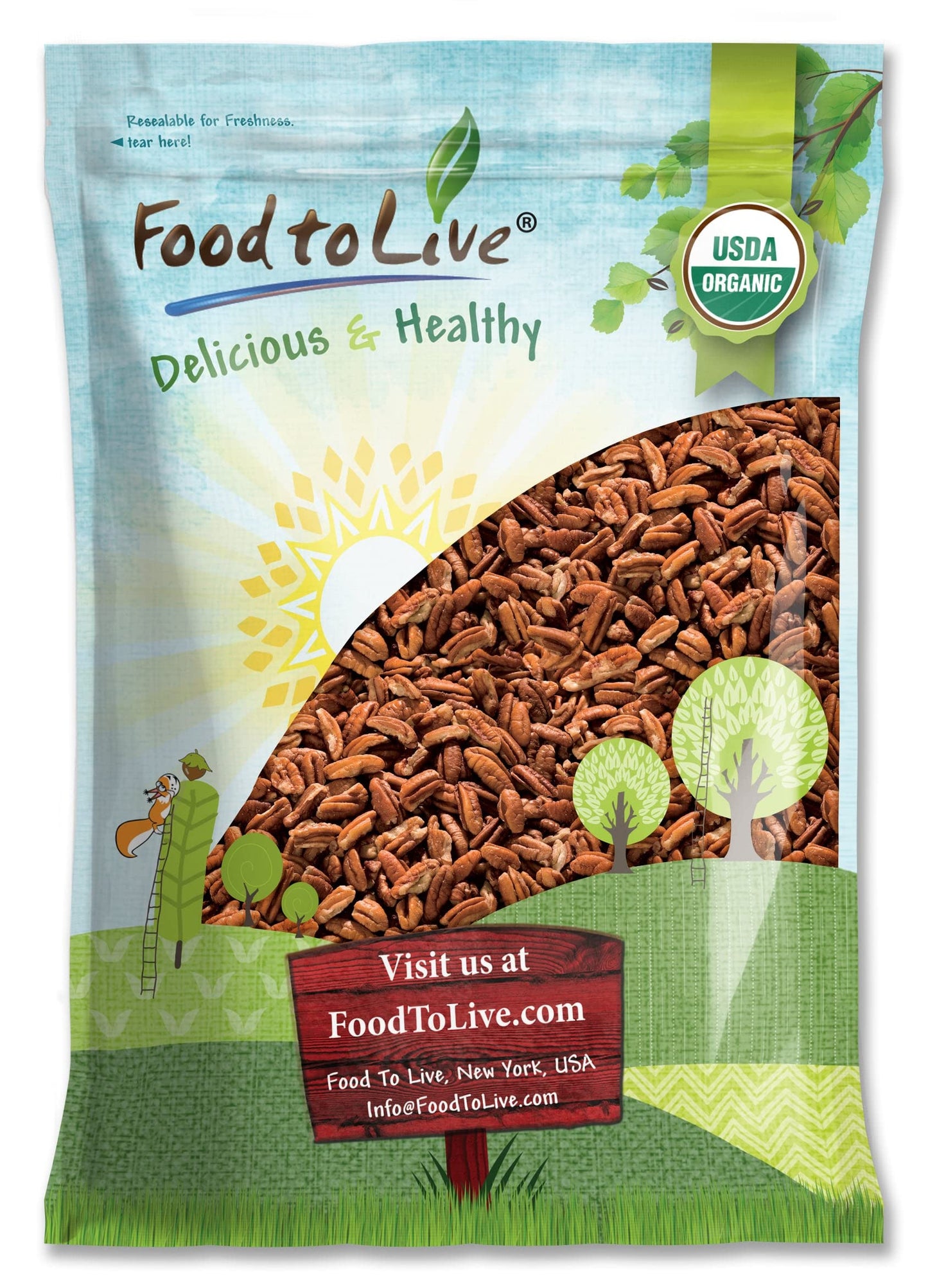 Food to Live Organic Pecan Pieces, 6 Pounds - Raw, Chopped Pecans, Non-GMO, Unsalted, Unroasted, Kosher, Shelled, Vegan, Keto, Sirtfood, Bulk. Good