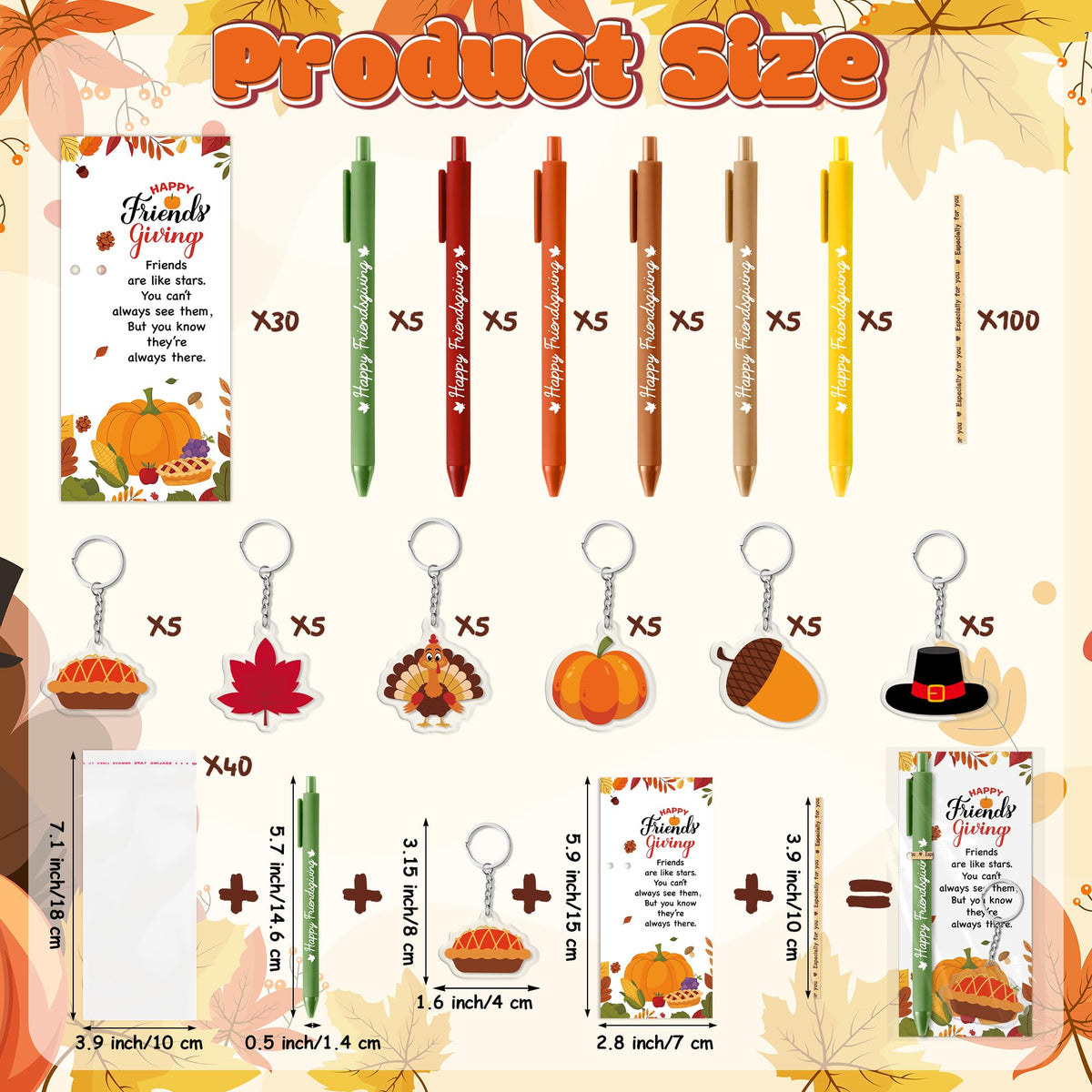 ANGOLIO Friendsgiving Party Favors Bulk, 30 Sets Fall Thanksgiving Gifts