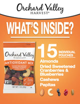 Orchard Valley Harvest Antioxidant Mix, 1 Ounce Bags (Pack of 15), Almonds, Cranberries, Blueberries, Cashews, and Pepitas, Non-GMO, No Artificial