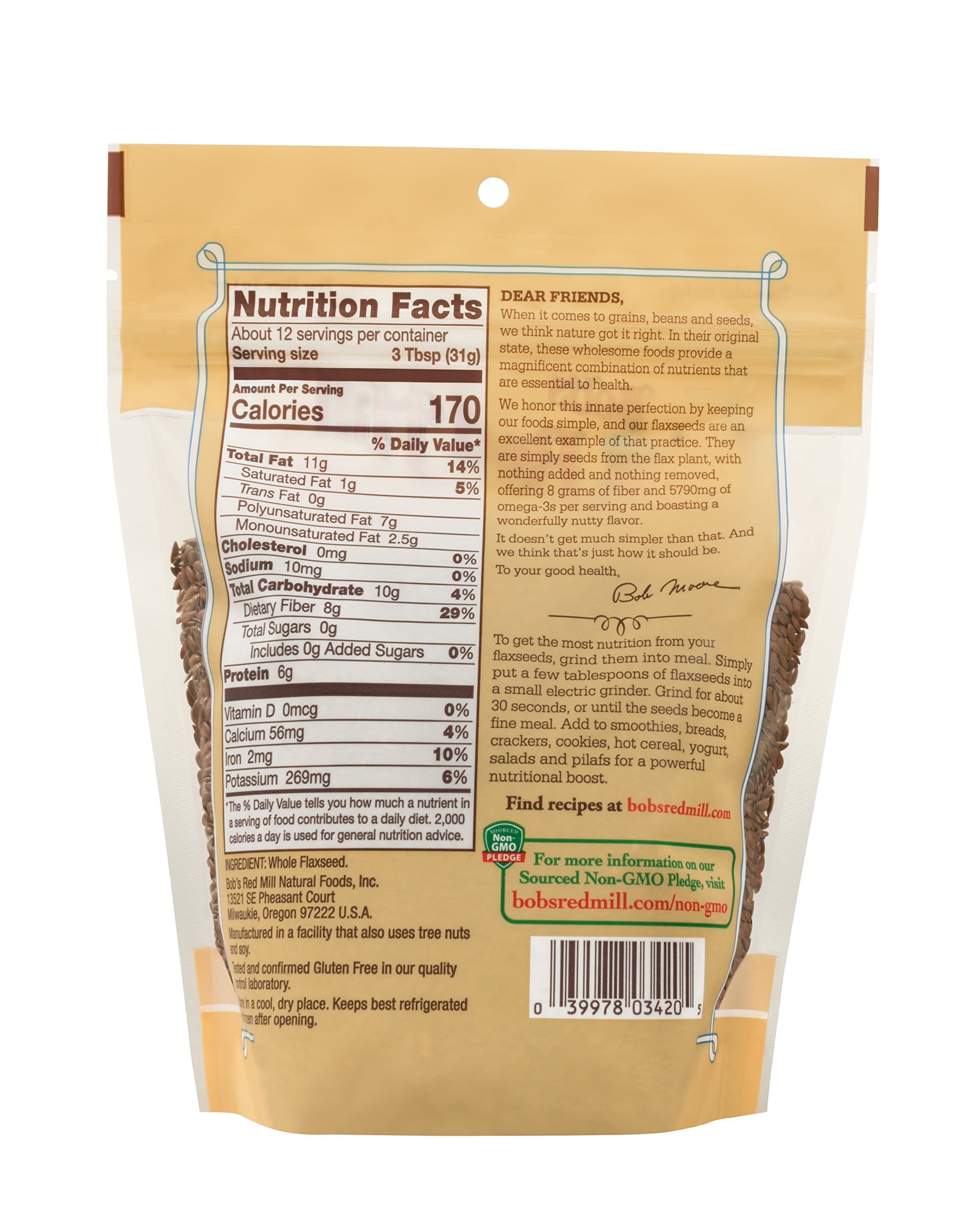 Bob's Red Mill Brown Flaxseeds, 13oz (Pack of 1) - Non GMO, Gluten Free, Vegan, Paleo Friendly, Raw, Sproutable, Kosher