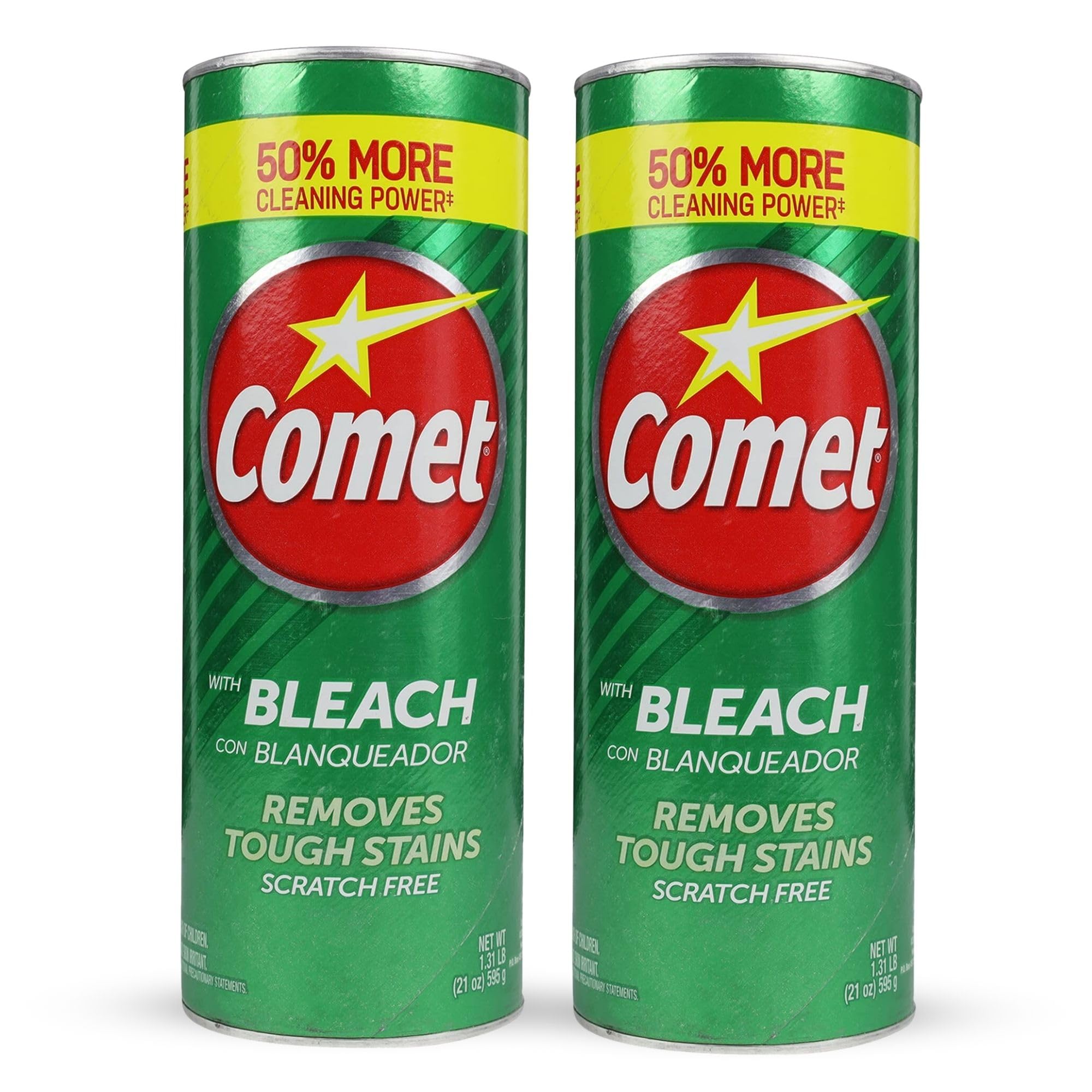 PRENDERE Bathroom Cleaner With Bleach Kit: Two-21 Oz Comet Cleanser With Bleach Plus Microfiber Cleaning Towel - Powerful, Eco-Friendly Comet Powder