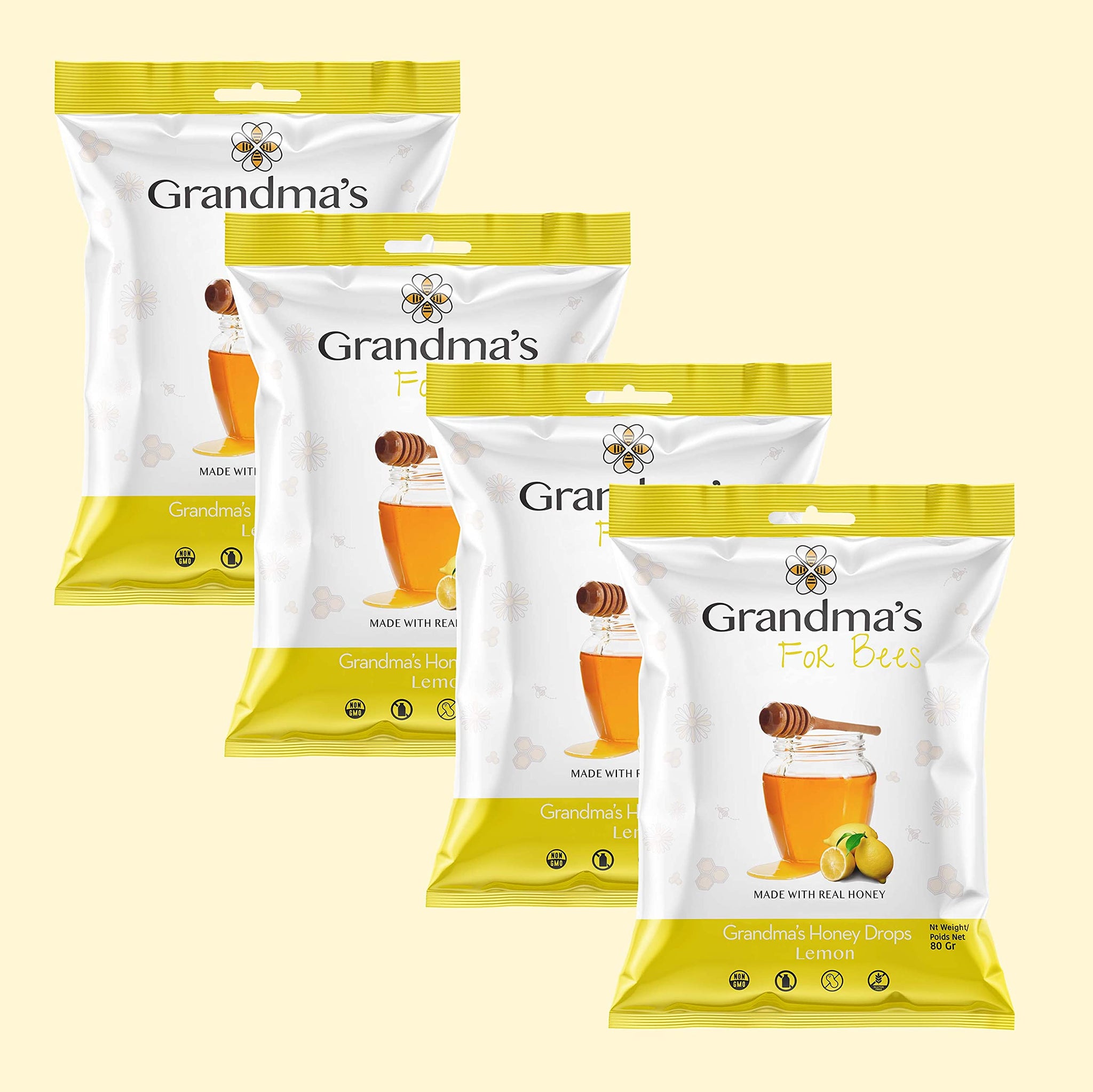 Grandma's For Bees | Honey and Lemon 80g X Pack of 4