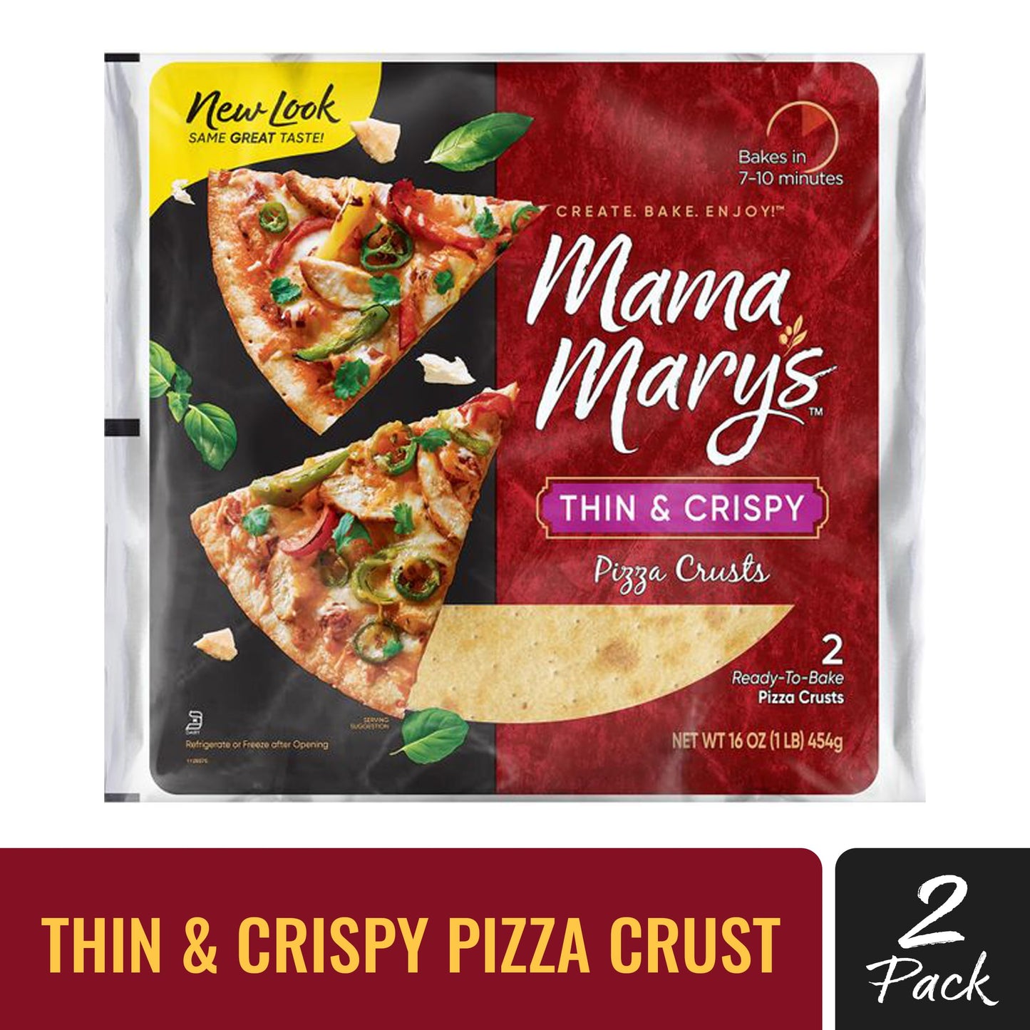 Mama Mary's, Prepared Pizza Crusts, Thin & Crispy 12" Crust (2 Crusts), 16oz Bag (Pack of 3) (Choose Types Below) (Thin & Crispy 12" Crust (2 Crusts))