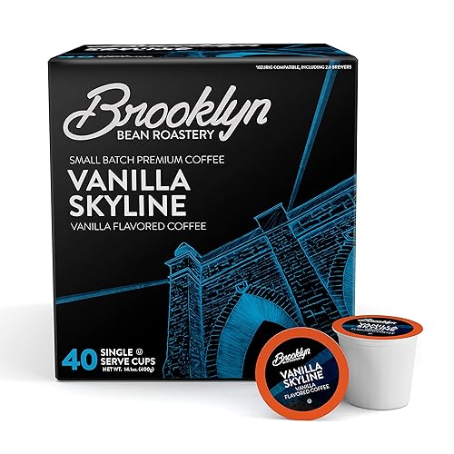 Brooklyn Beans Vanilla Skyline Gourmet Coffee Pods - Compatible with Keurig K Cup Brewers Including 2.0 Machines, 40 Count, Rich and Creamy Vanilla
