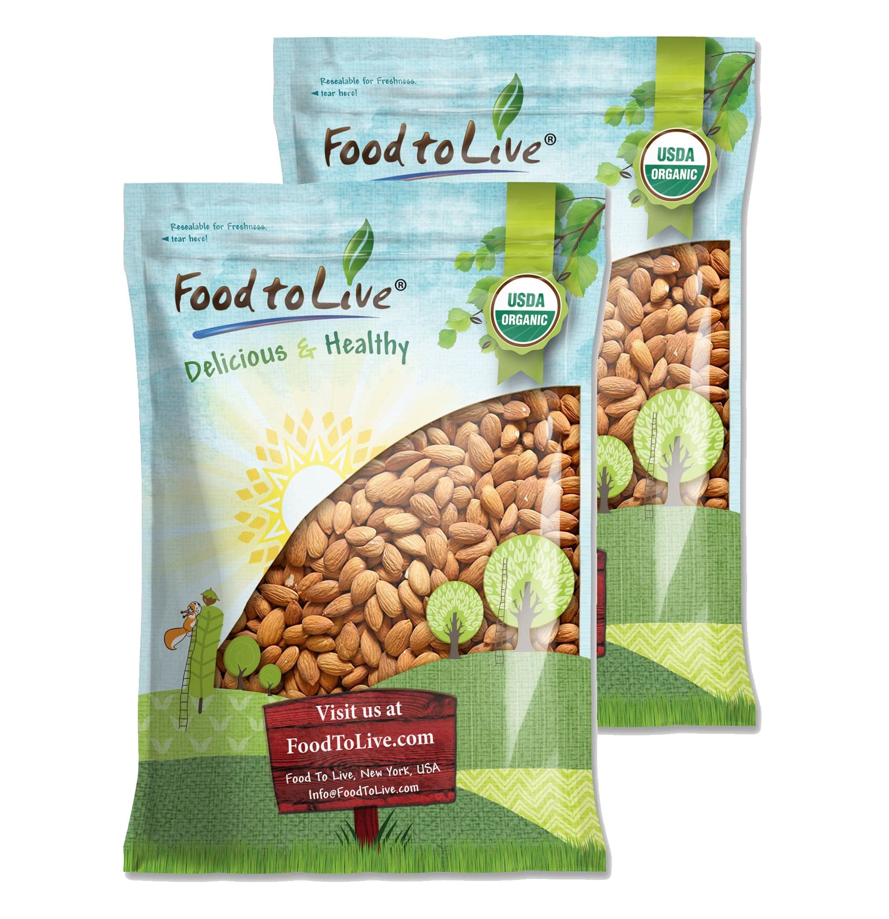 Food to Live - Organic Imported Raw Almonds, 25 Pounds Non-GMO, Whole, No Shell, Unpasteurized, Unsalted, Vegan, Kosher, Keto-Friendly.
