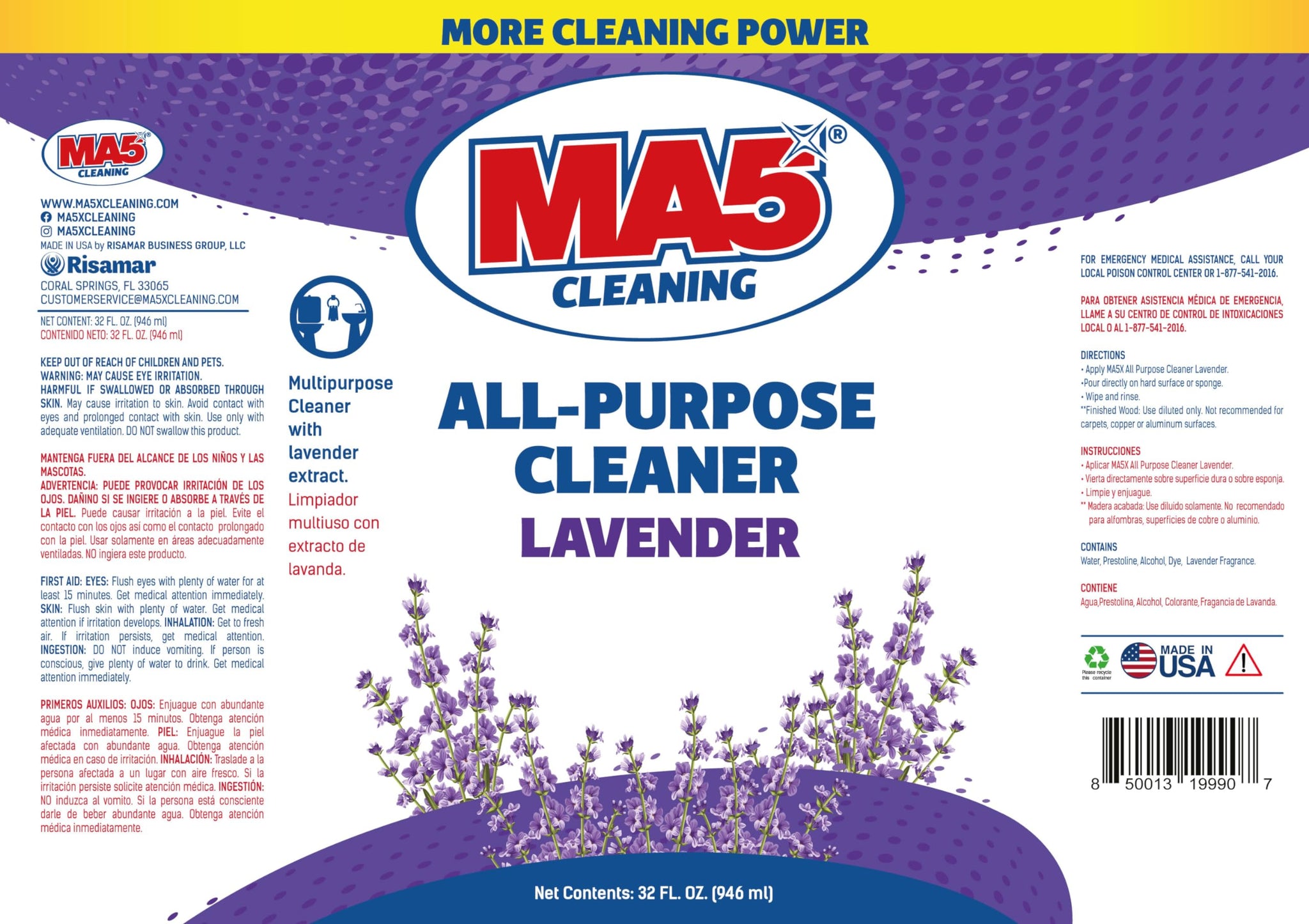 MA5x All Purpose Cleaner Lavender | Multipurpose Cleaner with Lavender Extracts | 32oz