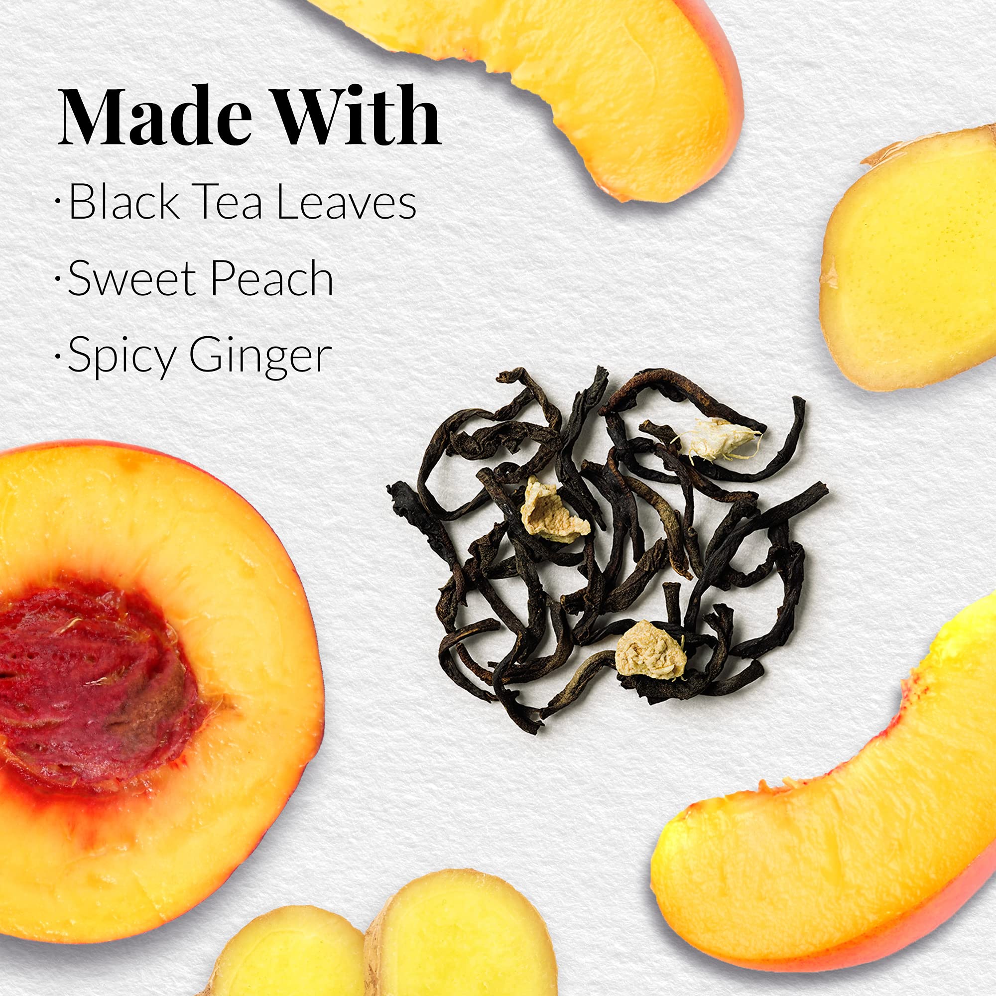 The Republic of Tea Ginger Peach Black Full-Leaf Loose Tea 1 lb Bag | Steeps 200 Cups | Caffeinated