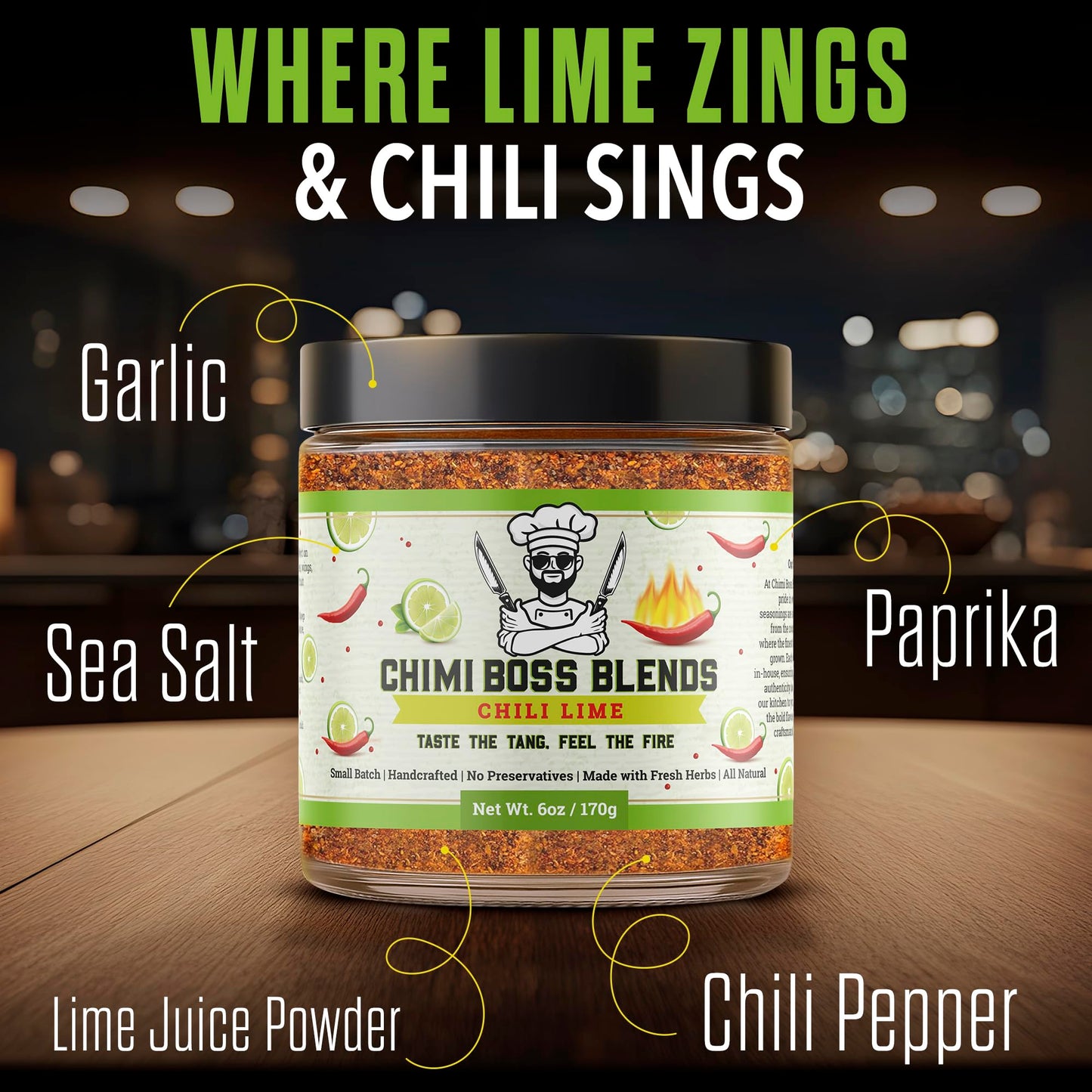 Chimi Boss Chili Lime Seasoning, 6oz - Zesty & Spicy Dry Rub for Tacos, Chicken, Veggies, Fruit and Snacks - All Natural Tangy Latin Inspired Spice