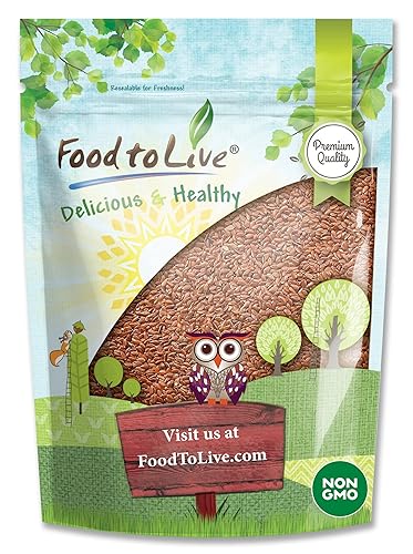 Food to Live - Brown Flax Seeds, 8 Ounces - Raw Whole Flaxseed, Kosher, Vegan, Bulk. Rich in Omega-3 Fats. Great for Salads, Baked Goods, Smoothies