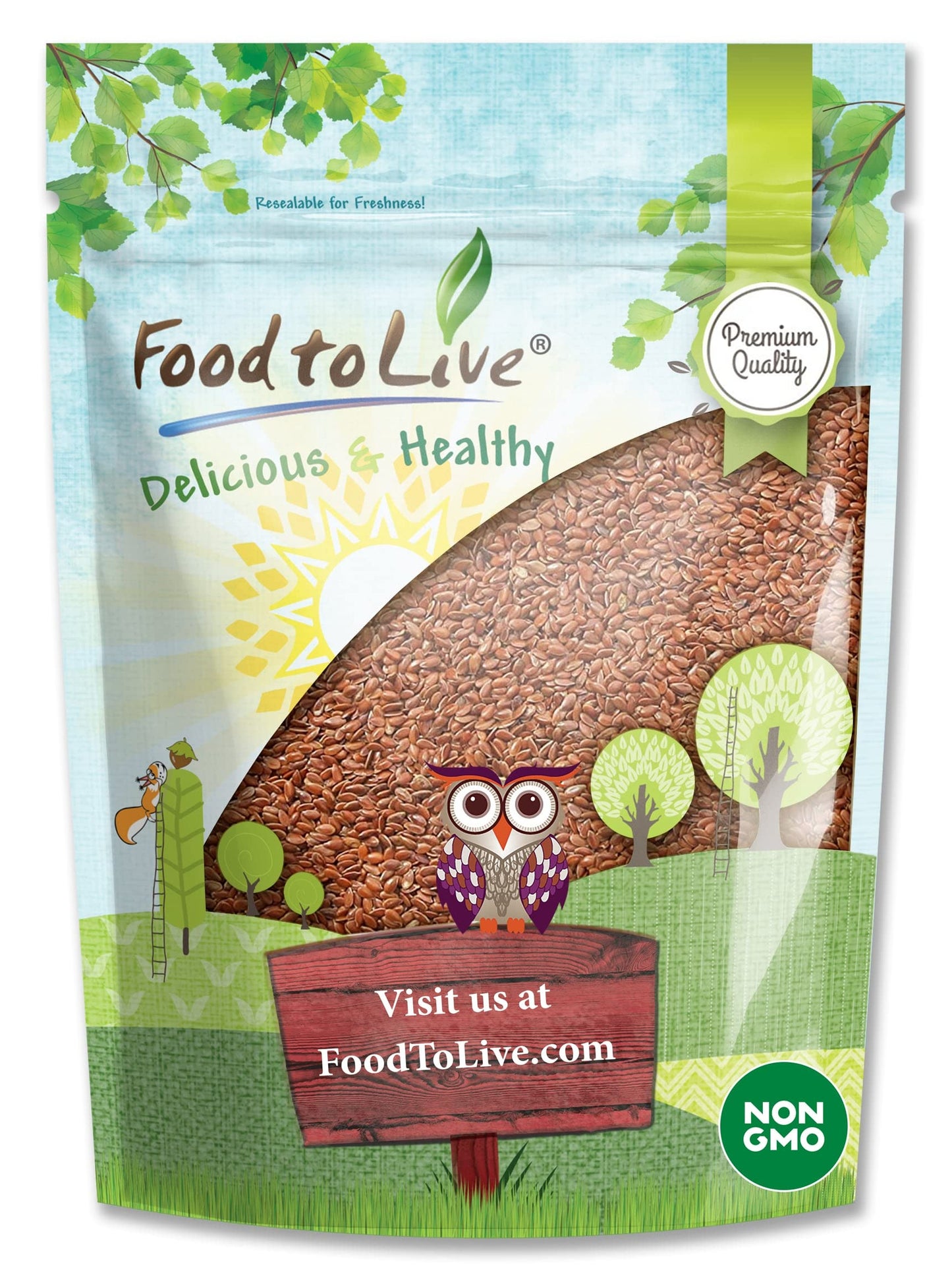 Food to Live - Brown Flax Seeds, 8 Ounces - Raw Whole Flaxseed, Kosher, Vegan, Bulk. Rich in Omega-3 Fats. Great for Salads, Baked Goods, Smoothies