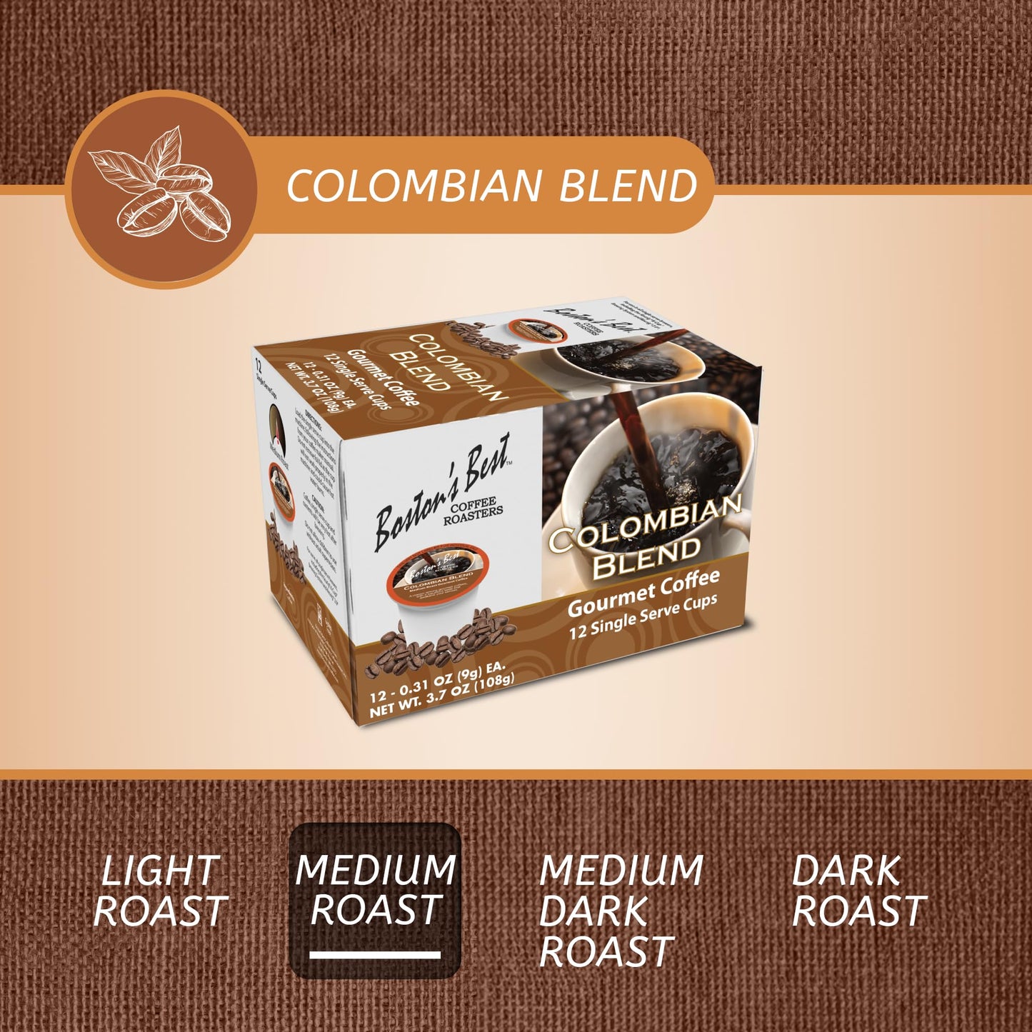 Boston’s Best - Colombian Blend Delectable Gourmet Bold Medium Roast Coffee Compatible with Keurig Coffee Maker, 1 Count (12 Single Serve Cups)