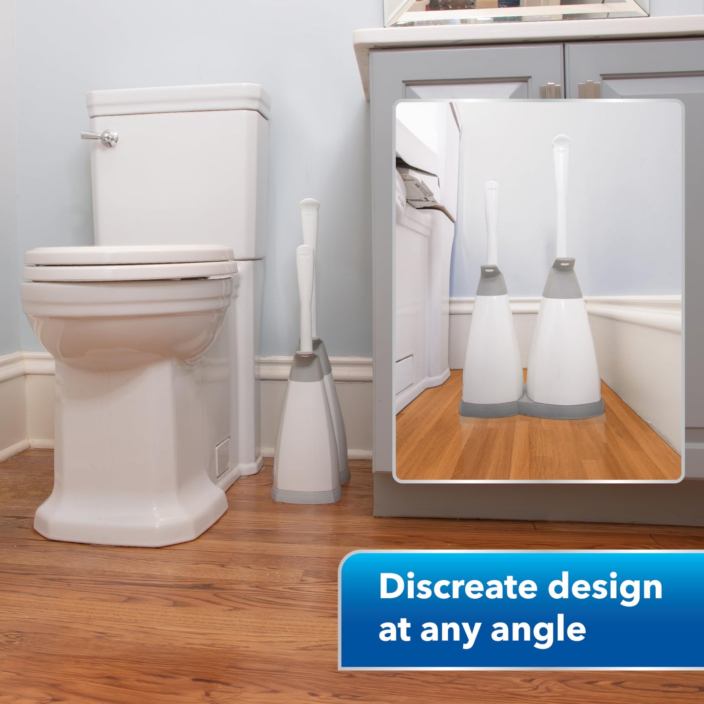 Unger EZ No-Drip Combo Toilet Brush and Plunger Set with Carrying Caddy, Cleaning Tools for Home and Business Bathroom, Discreet Scrubber Accessories