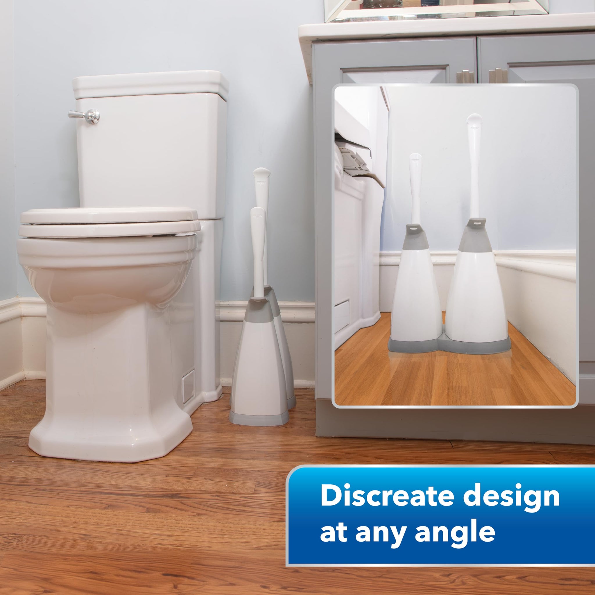 Unger EZ No-Drip Combo Toilet Brush and Plunger Set with Carrying Caddy, Cleaning Tools for Home and Business Bathroom, Discreet Scrubber Accessories