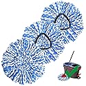 Spin Mop Replacement Head Compatible with RinseClean 2-Tank System, 3 Pack Machine Washable Mop Refills, Removes Dust, Hair & Kitchen Dirt