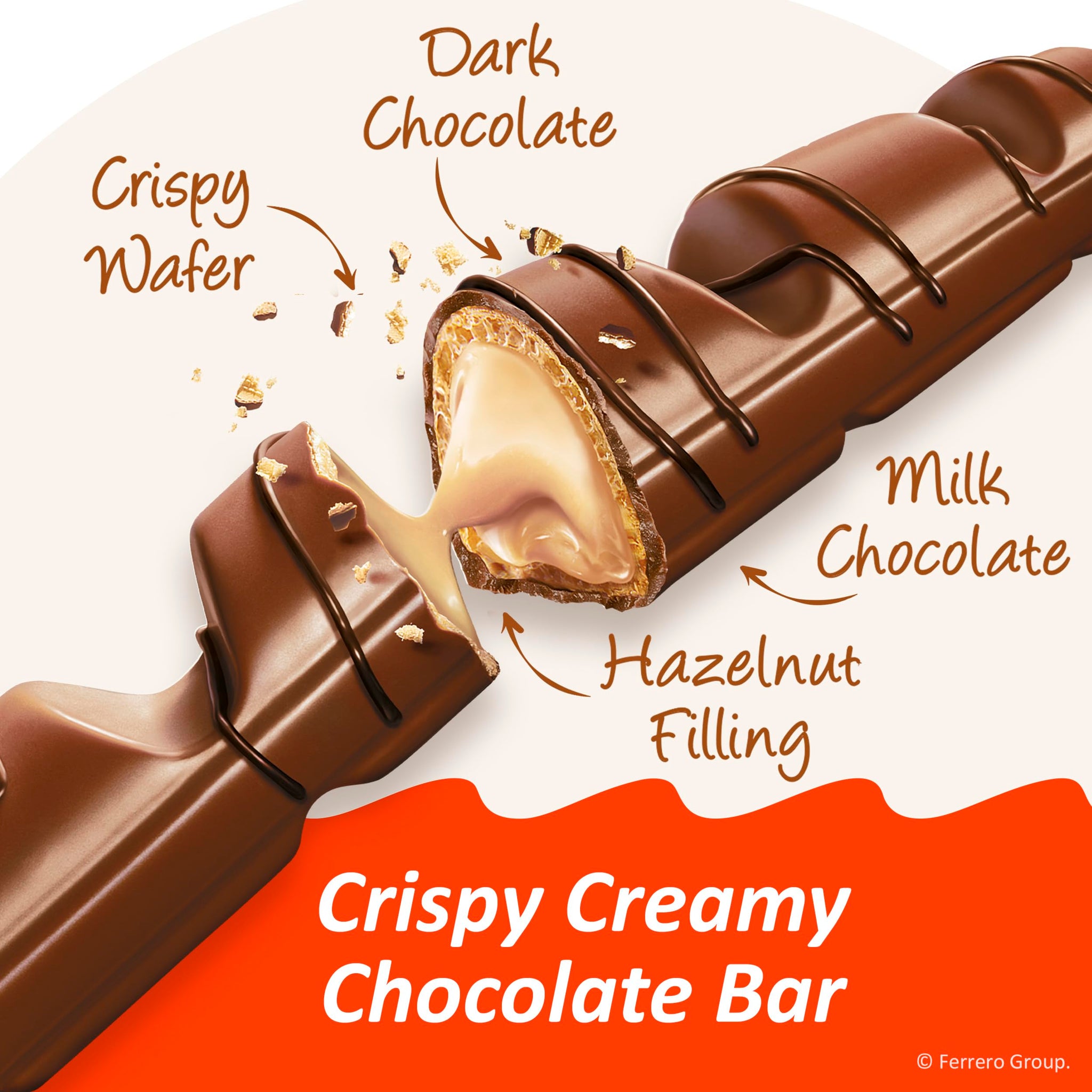 Kinder Bueno Milk Chocolate Bars with Crispy Wafer and Hazelnut Cream, 2 Bars per Pack, 1.5 oz Each