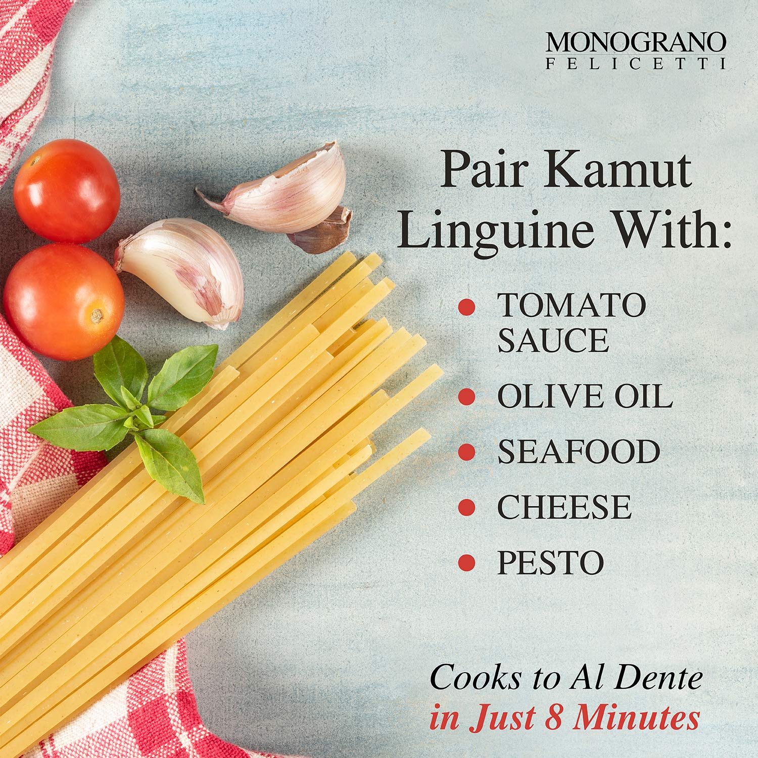 Monograno Felicetti Italian Organic Linguine Pasta Made with Kamut 1.1 lb - Pack of 2