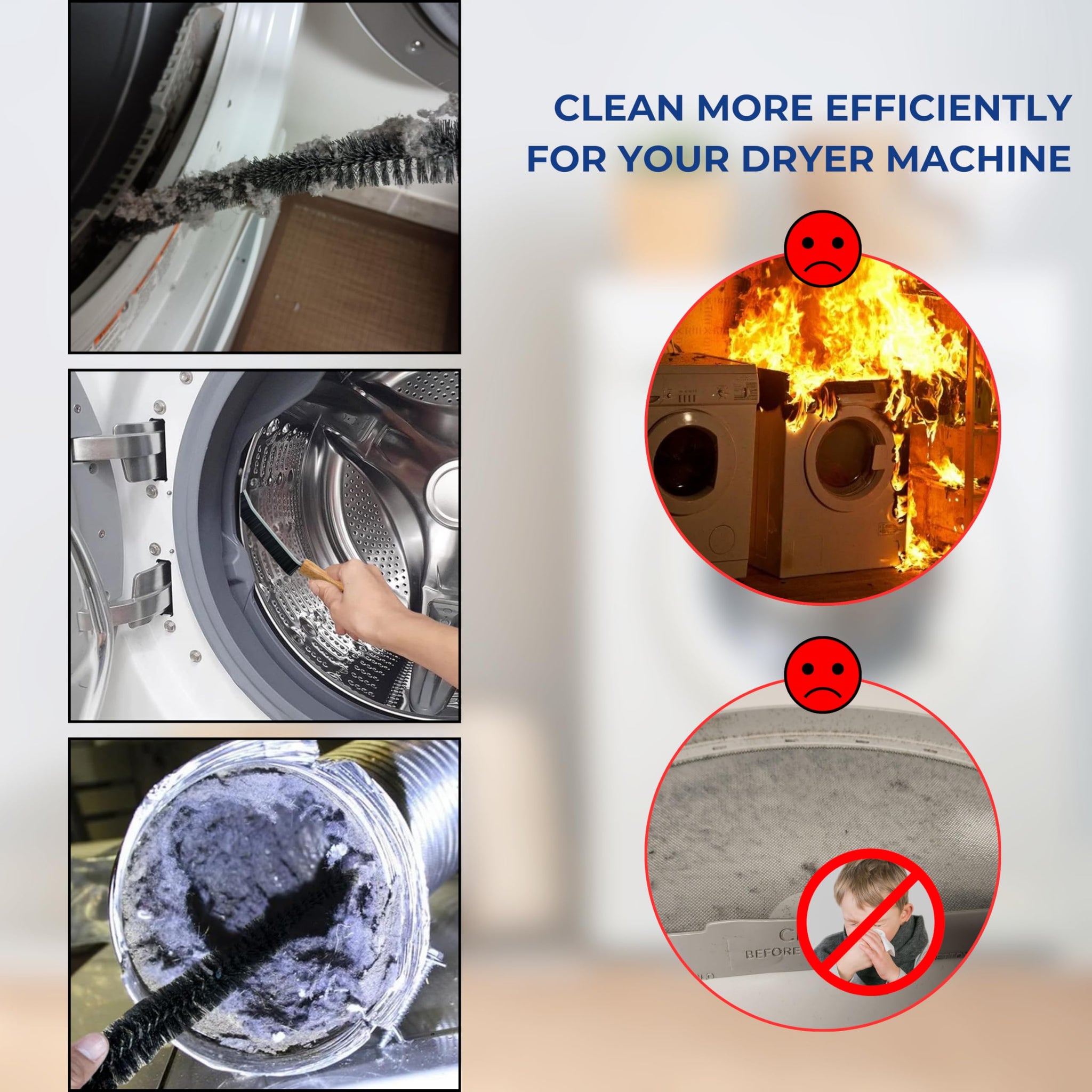 Dryer Lint Brush Vent Trap Cleaner, Refrigerator Condenser Coil Brush & Crevice Gap Cleaning Brush (2PCS) for Household Use - Grout Scrub Brush, House