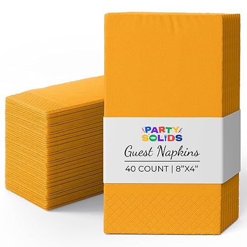 Party Solids Yellow Dinner Napkins Disposable 8" x 4" Folded - 40 Pcs 2 Ply Yellow Napkins Disposable Paper Guest Towels for Bathrooms, Dinners