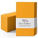 Party Solids Yellow Dinner Napkins Disposable 8" x 4" Folded - 40 Pcs 2 Ply Yellow Napkins Disposable Paper Guest Towels for Bathrooms, Dinners