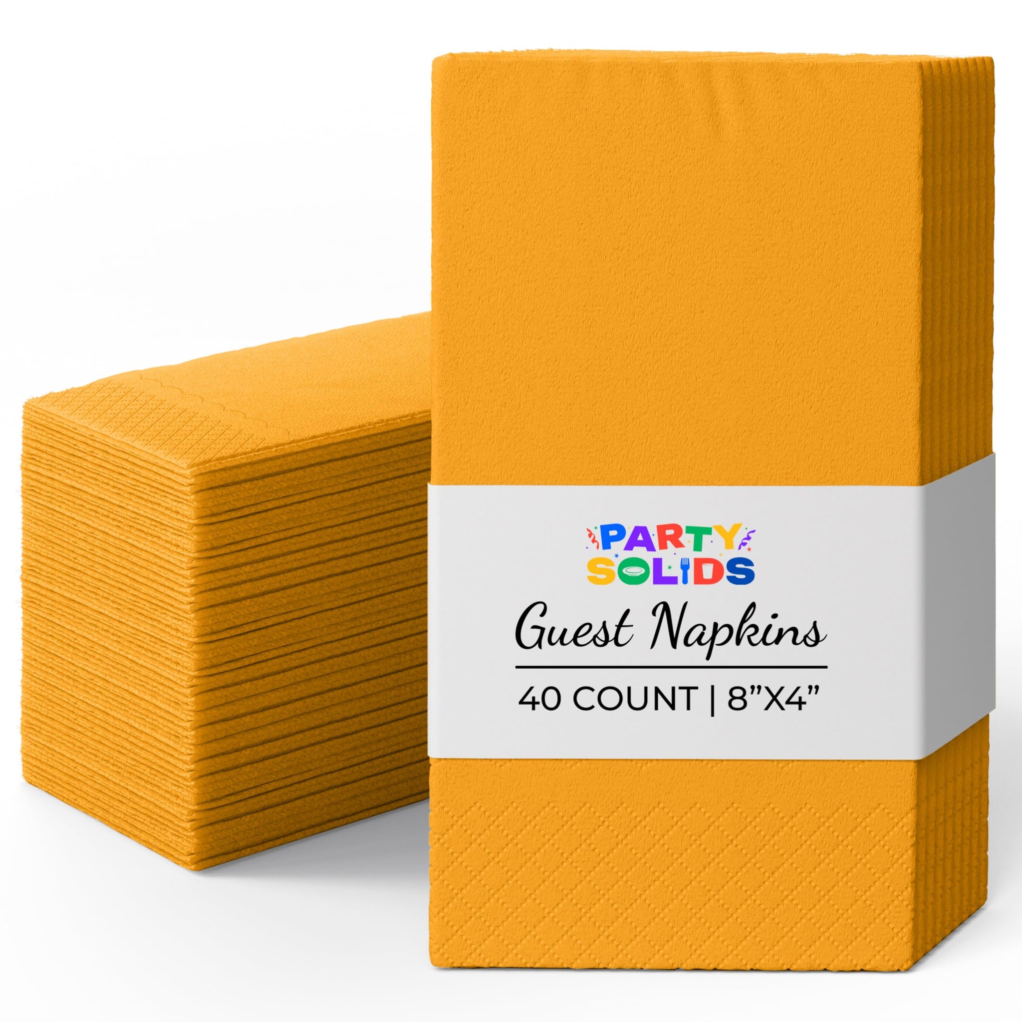 Party Solids Yellow Dinner Napkins Disposable 8" x 4" Folded - 40 Pcs 2 Ply Yellow Napkins Disposable Paper Guest Towels for Bathrooms, Dinners