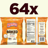 Baked Ruffles Potato Chips, Cheddar & Sour Cream, 1.125 oz Bags, (64 Pack), 50% Less Fat, Gluten Free, No Artificial Flavors, No Colors from