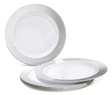 " OCCASIONS " 50 Plates Pack, Heavyweight Premium Disposable Plastic Plates Set (25 x 10.5'' Dinner + 25 x 6.25'' Cake plates) (Diamond in White