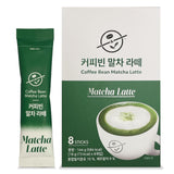 Coffee Bean Matcha Latte Sticks, 8 Single-Serve Packets - Made with Jeju Matcha for a Smooth, Balanced Green Tea Latte - Enjoy Hot or Iced