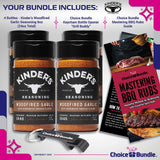 Kinder's Woodfired Garlic Seasoning with Hardwood Smoked Flavors 4 PK Premium BBQ Barbecue Rub Choice Bundle (24 oz) + BBQ Guide & Bottle Opener (6