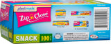 Plastimade Zip'n'Close Disposable Plastic Resealable Snack Bags, 200 Bags, Premium Seal, Great for Home, School, Office, Traveling, Snacks, Food Prep
