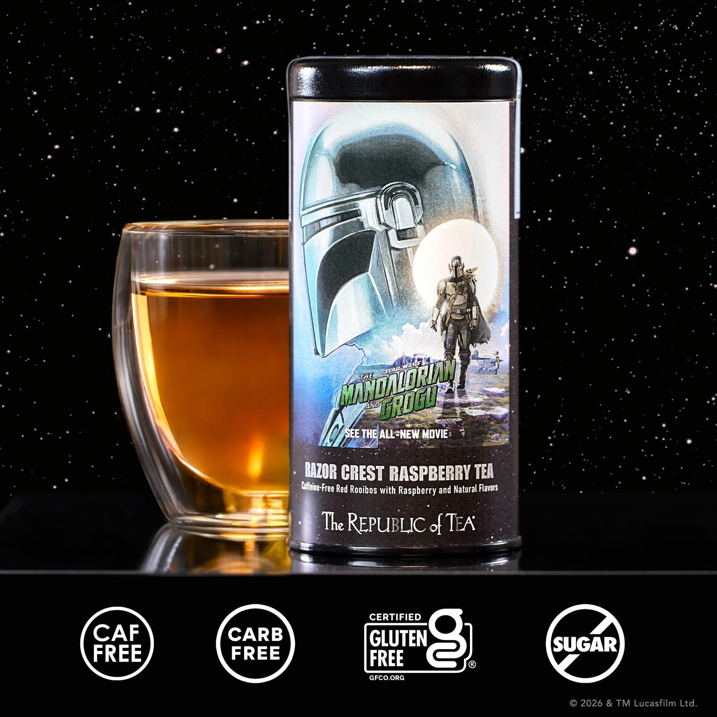The Republic of Tea, Razor Crest Raspberry Herbal Tea, Red Rooibos Caffeine Free Blend, Star Wars: The Mandalorian and Grogu, 36 Tea Bags