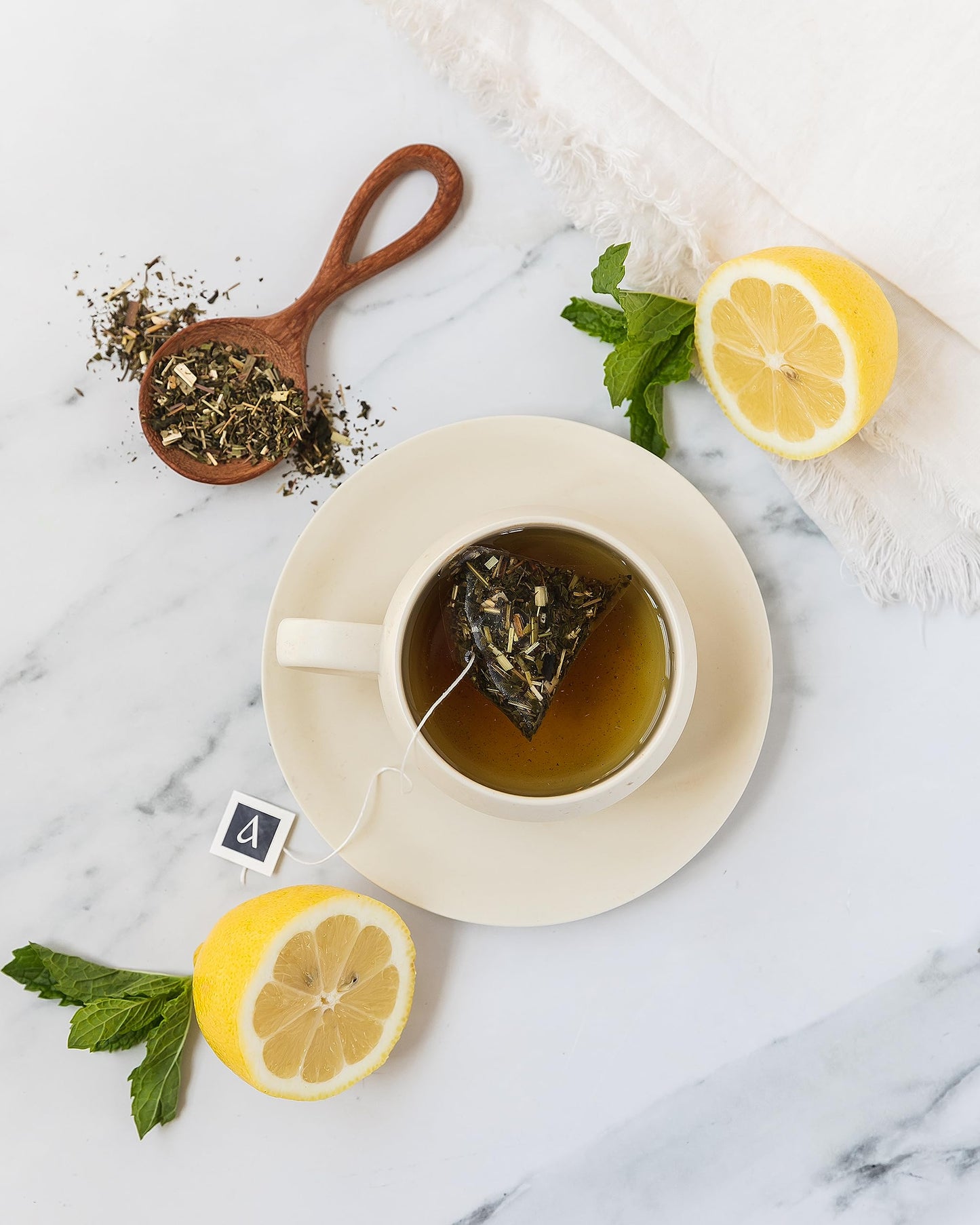 Arbata Lemon Mint Green Tea, 12 Pyramid Tea Bags - Artisanal Lightly Caffeinated Green Tea with Spearmint, Lemongrass & Lemon Verbena, Refreshing