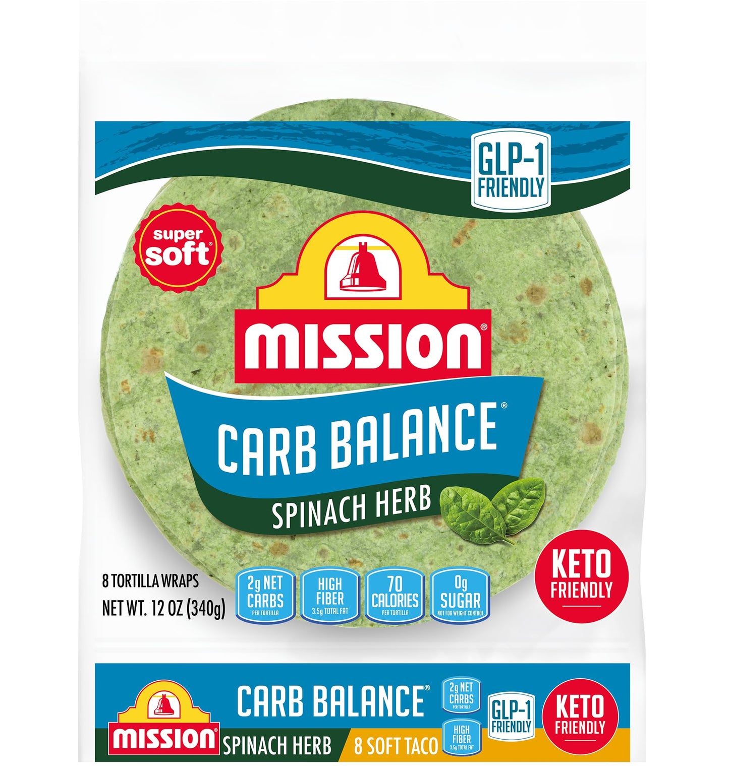 Mission Foods Carb Balance Spinach Tacos - 2 Packs
