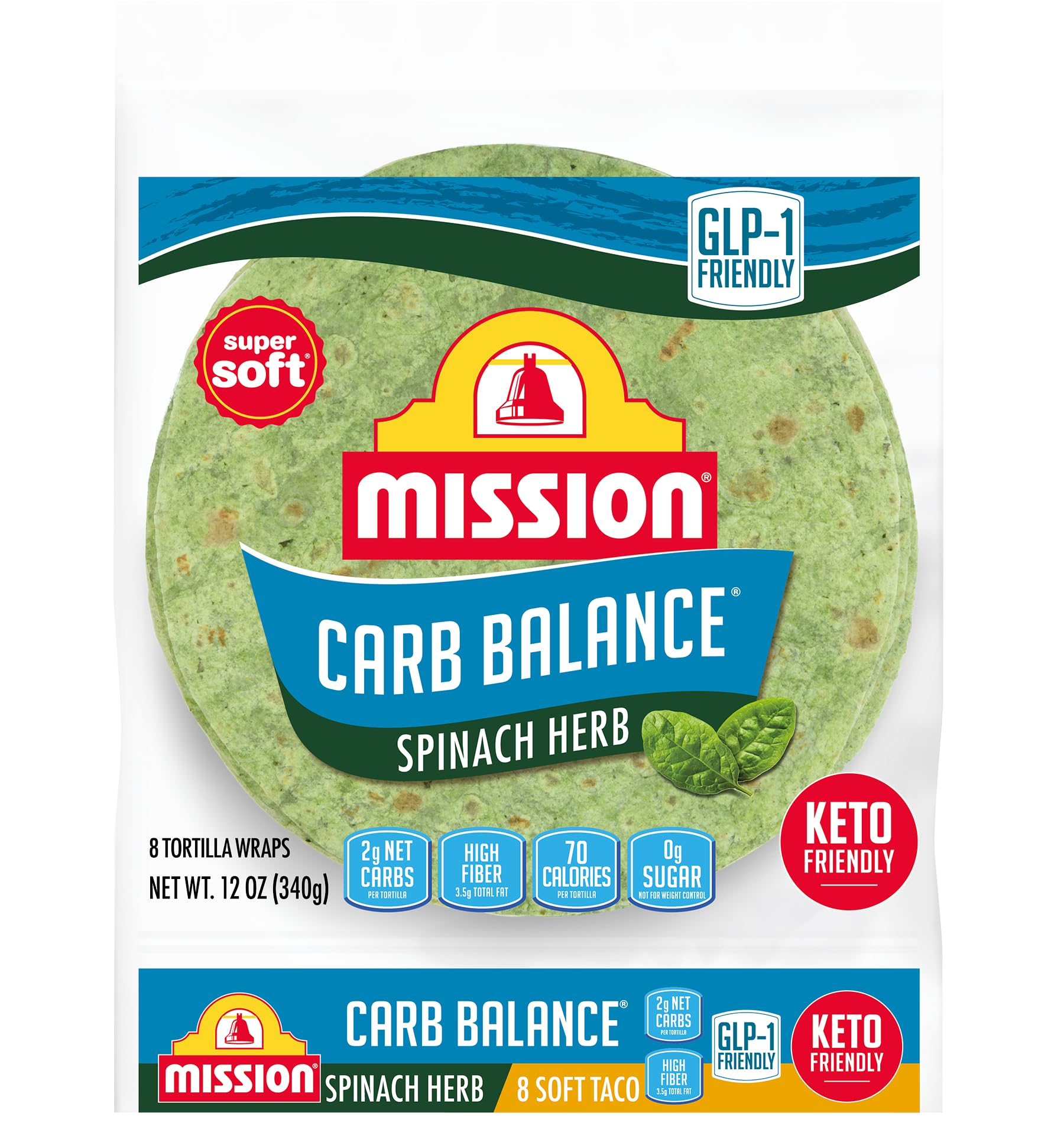Mission Foods Carb Balance Spinach Tacos - 2 Packs