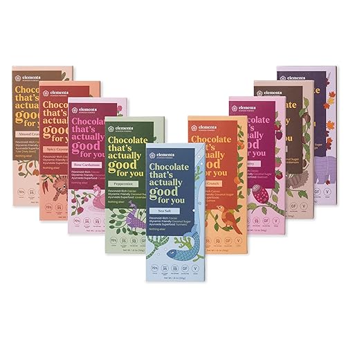 Elements Truffles Dark Chocolate Bar Combo Pack of 9 | Ayurvedic, Vegan & Gluten Free | No Refined Sugar & Artificial Flavours | Enriched with Cocoa