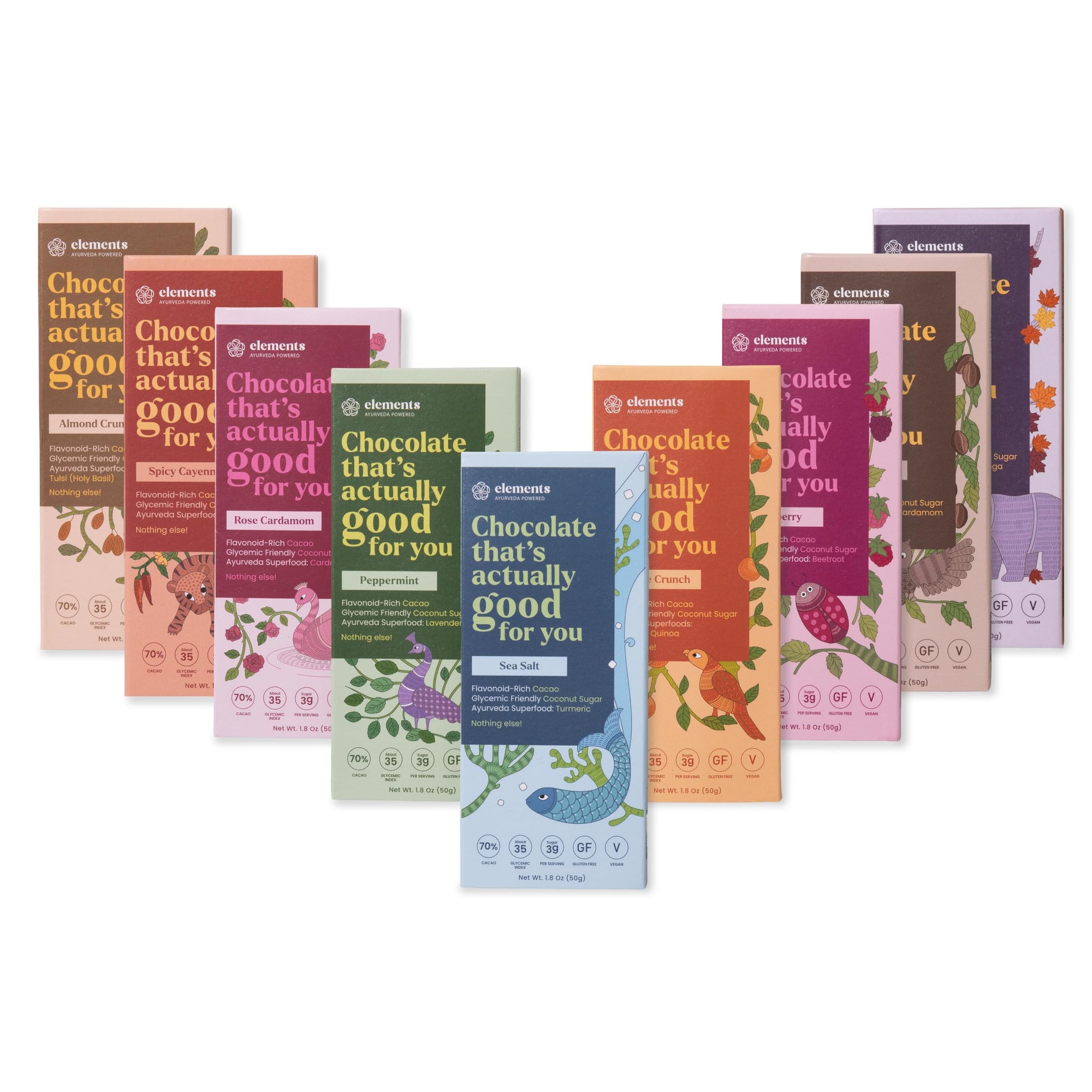 Elements Truffles Dark Chocolate Bar Combo Pack of 9 | Ayurvedic, Vegan & Gluten Free | No Refined Sugar & Artificial Flavours | Enriched with Cocoa