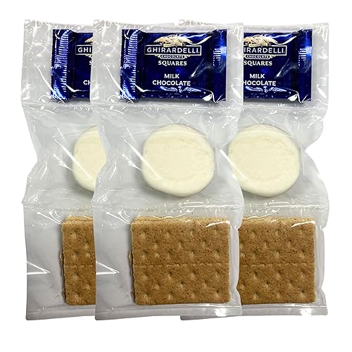 WBB | SMORES KIT STRIP | Individually packaged set : Graham Crackers, Marshmallow, Chocolate | Make delicious smores (25 sets) (Milk)