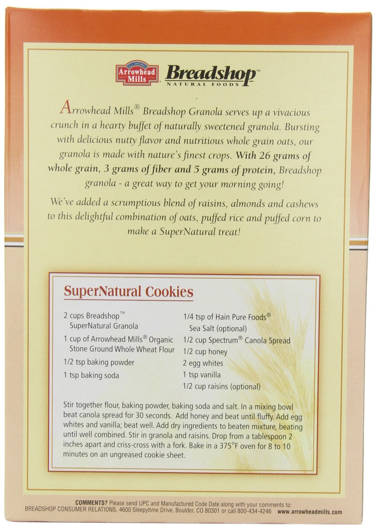 Arrowhead Mills Breadshop SuperNatural Granola with Almonds & Raisins, 13 Ounce Boxes (Pack of 6)