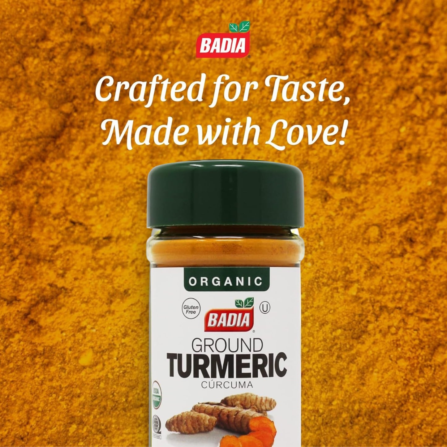 Badia Organic Turmeric Powder, 2 oz - Rich in Curcumin, Perfect for Cooking, Smoothies & Wellness